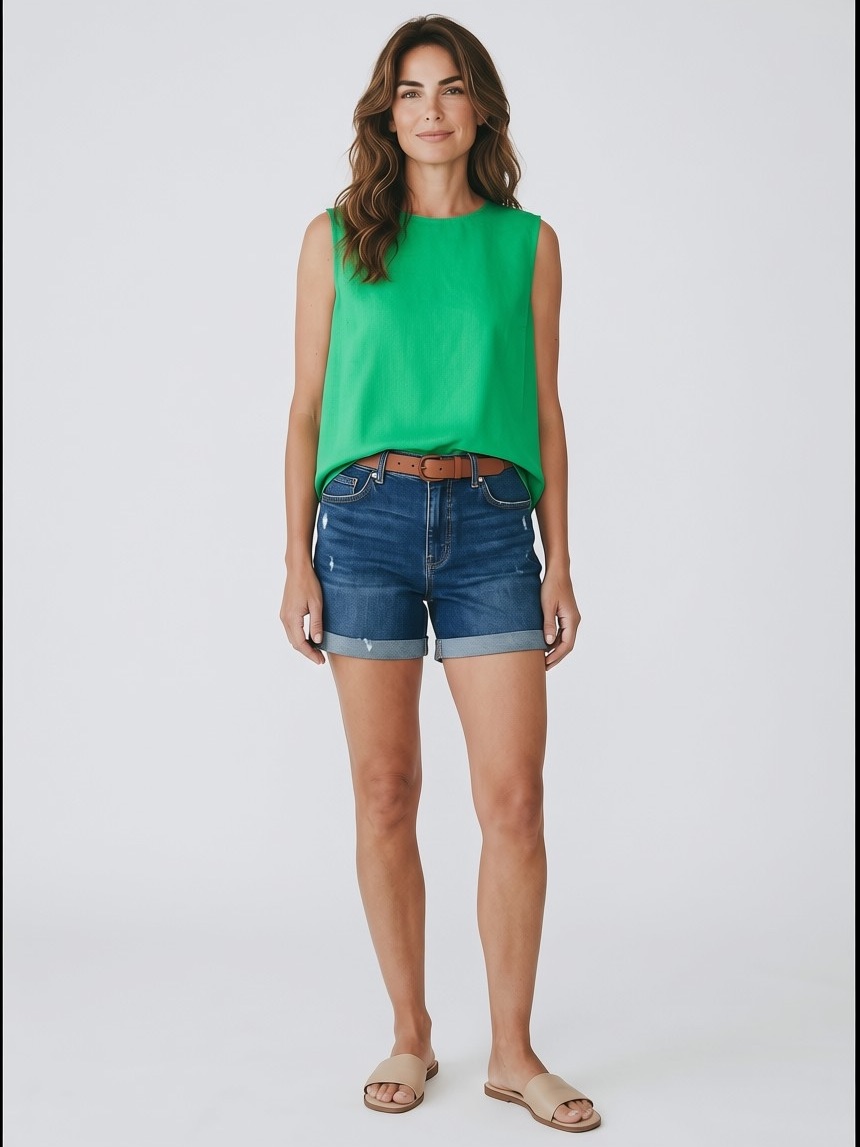 Alex Marie Green Linen Top